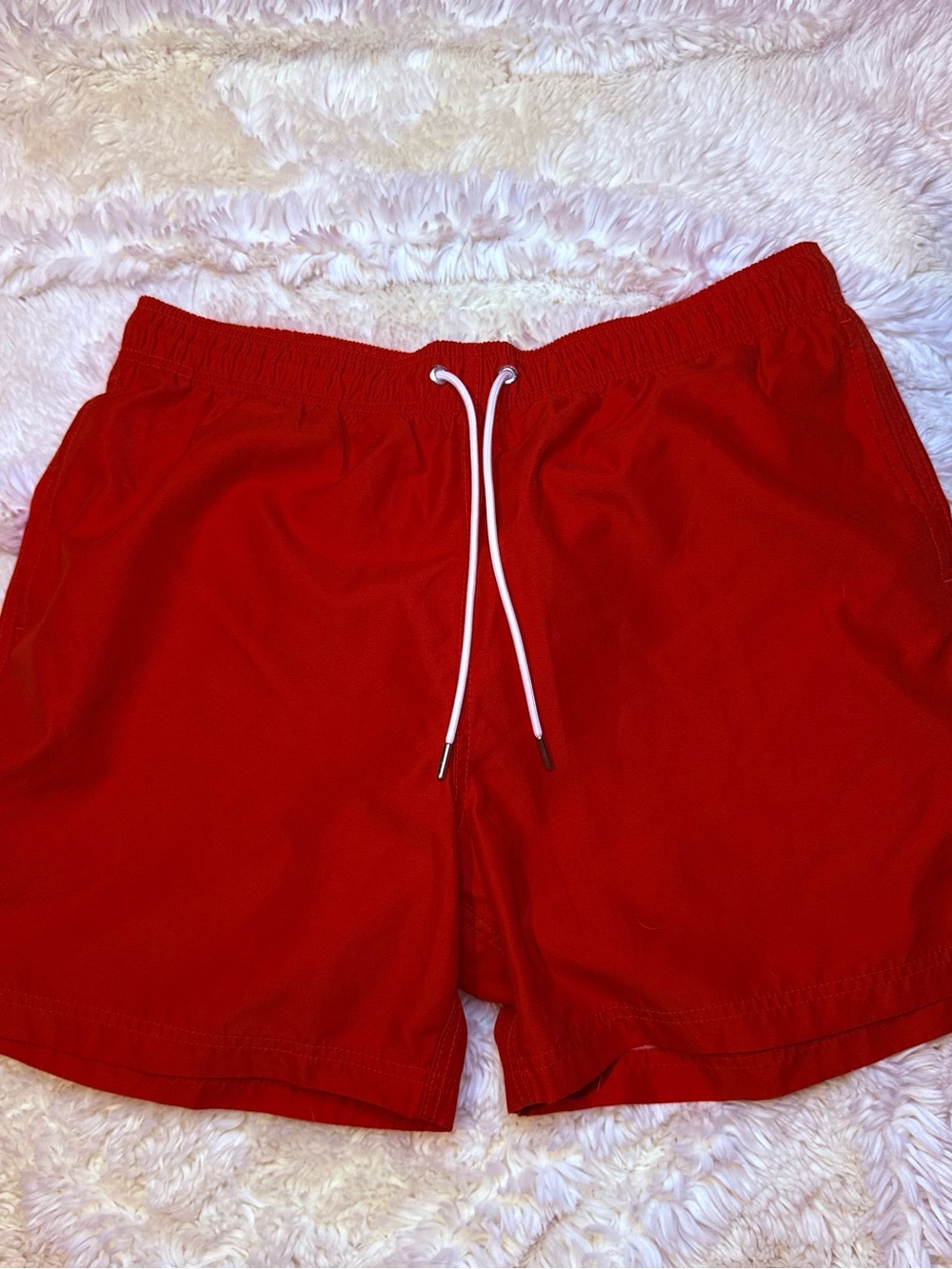 Lands' End Men's size large red Swim Shorts mesh liner 6” inseam